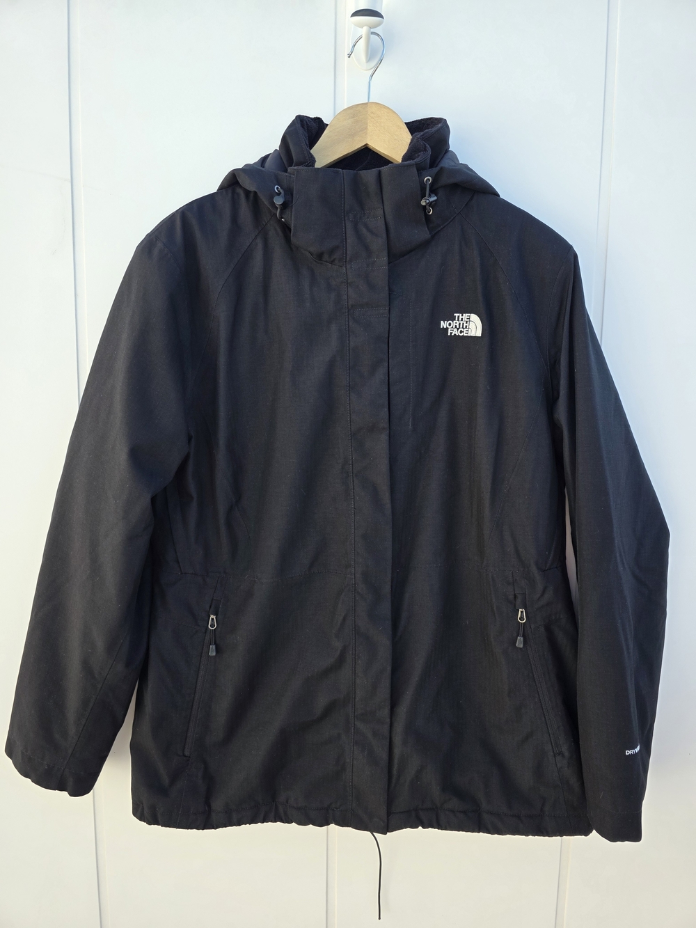 The North Face Dry Vent Hooded Insulated Zip Up Winter Jacket Black Womens XL